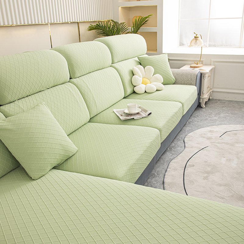 2022新款华夫格纯色沙发笠 常规单人（宽50-70，长50-70） 华夫格-果玉绿