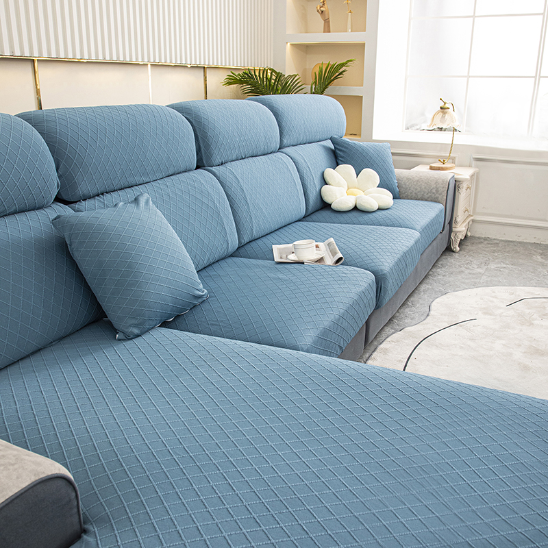 2022新款华夫格纯色沙发笠 常规单人（宽50-70，长50-70） 华夫格-晴山蓝