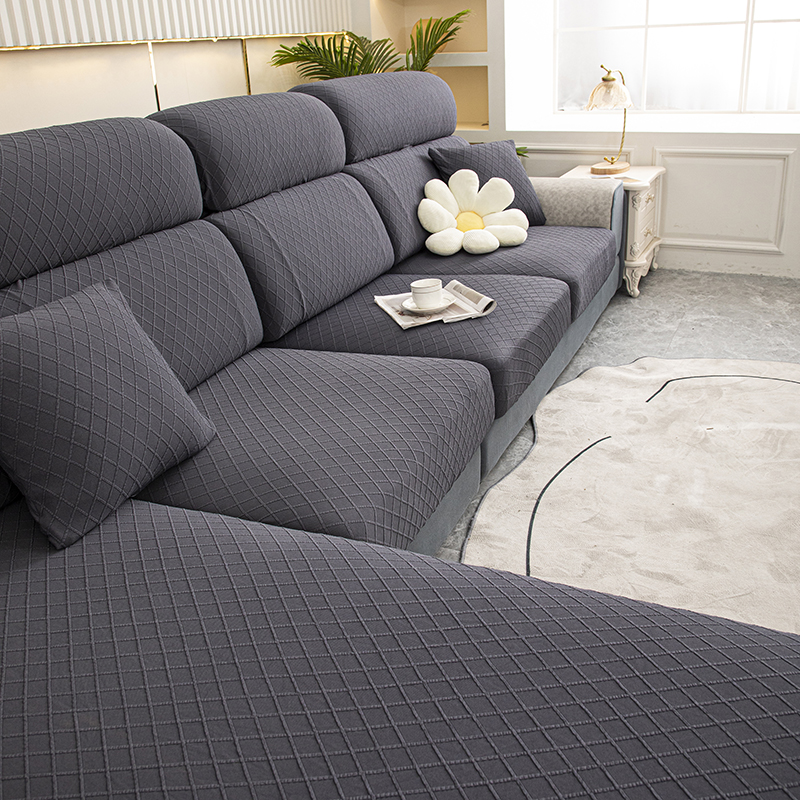 2022新款华夫格纯色沙发笠 常规单人（宽50-70，长50-70） 华夫格-碳墨黑
