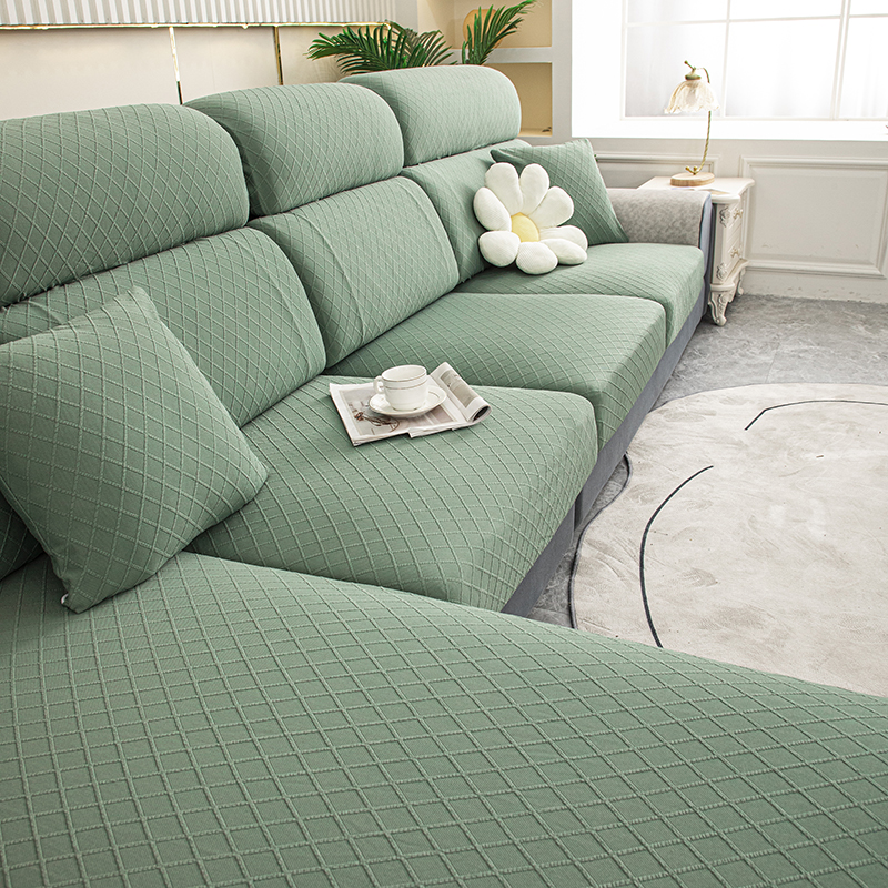 2022新款华夫格纯色沙发笠 常规单人（宽50-70，长50-70） 华夫格-瓦松绿