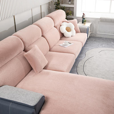2022新款兔毛绒纯色沙发笠 常规单人（宽50-70，长50-70） 兔毛-粉红色