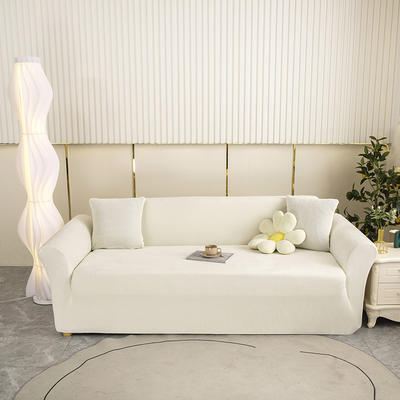 2023新款雪尼尔纯色沙发套 单人（90-140cm) 雪尼尔-奶油白