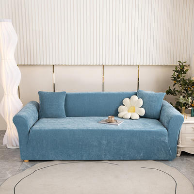 2023新款雪尼尔纯色沙发套 单人（90-140cm) 雪尼尔-宁静蓝