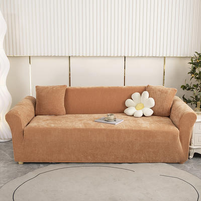 2023新款雪尼尔纯色沙发套 单人（90-140cm) 雪尼尔-元气橙