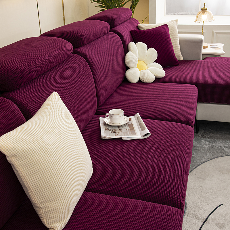 2023新款玉米绒纯色沙发笠 常规单人（宽50-70，长50-70） 深紫