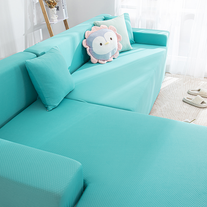 2023新款冰丝纯色沙发套 单人（90-140cm) 月光蓝
