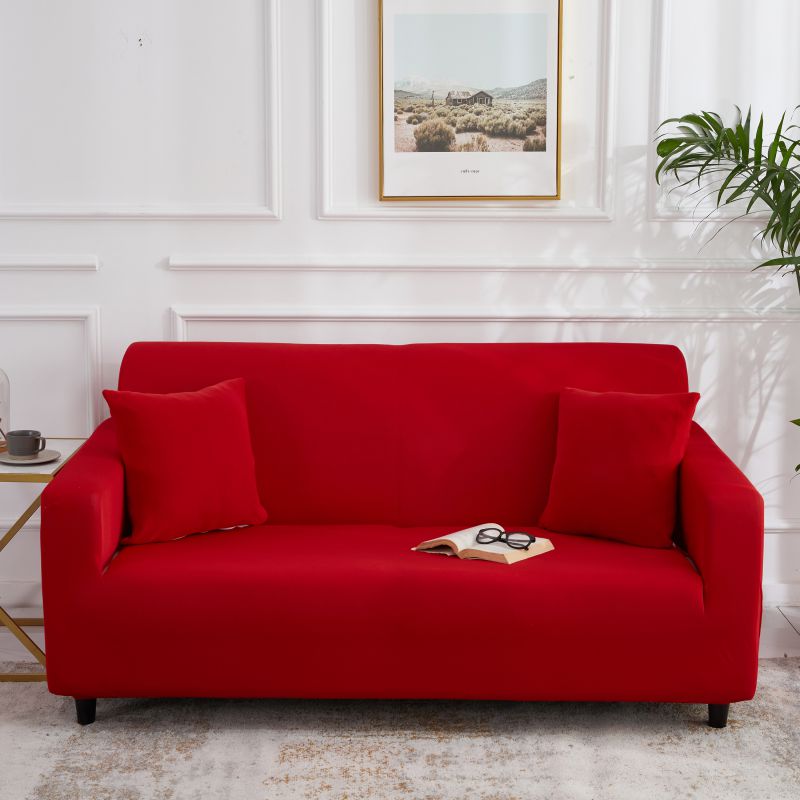 四季纯色沙发套 单人（90-140cm) 大红