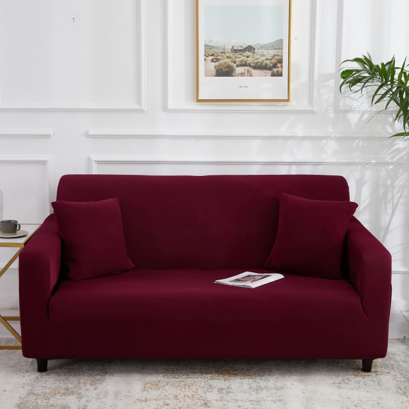 四季纯色沙发套 单人（90-140cm) 酒红