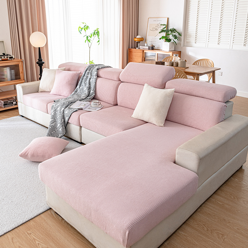 2024新款纯色灯芯绒沙发笠 常规单人宽50-65长50-65 粉色