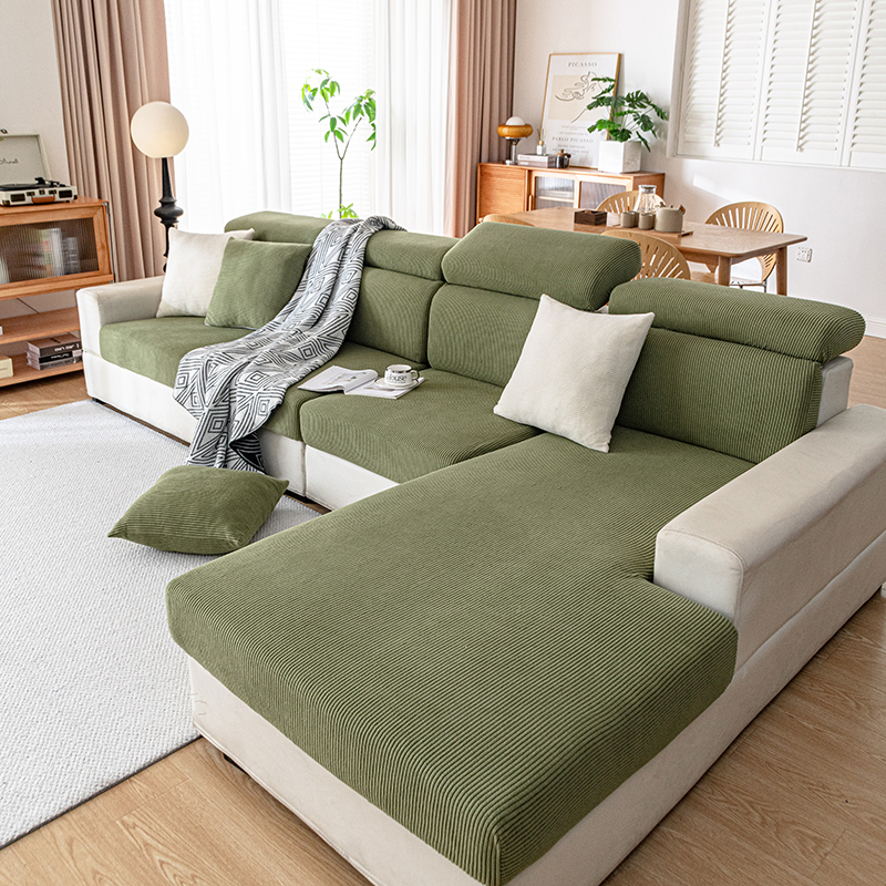 2024新款纯色灯芯绒沙发笠 常规单人宽50-65长50-65 绿色