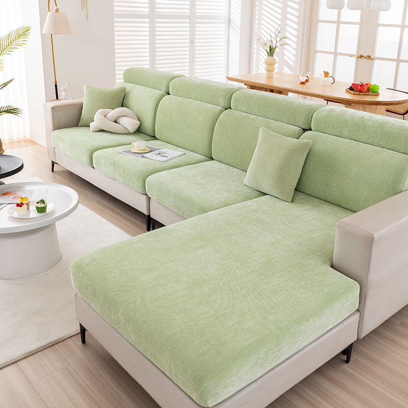 2024新款雪尼尔纯色沙发笠 常规单人-宽50-70长50-70 雪尼尔-抹茶绿