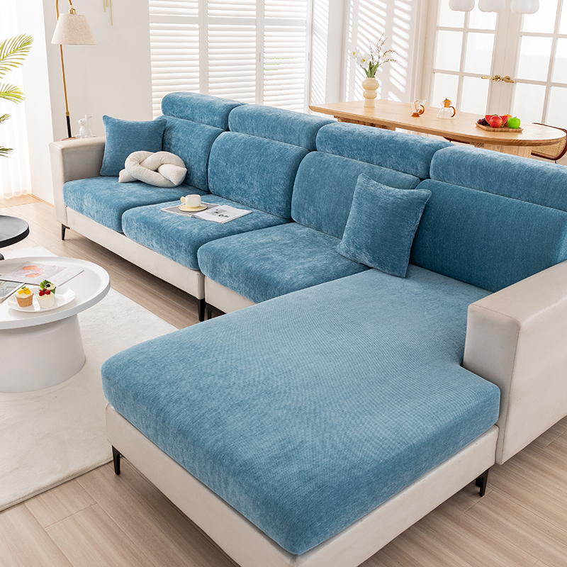 2024新款雪尼尔纯色沙发笠 常规单人-宽50-70长50-70 雪尼尔-宁静蓝
