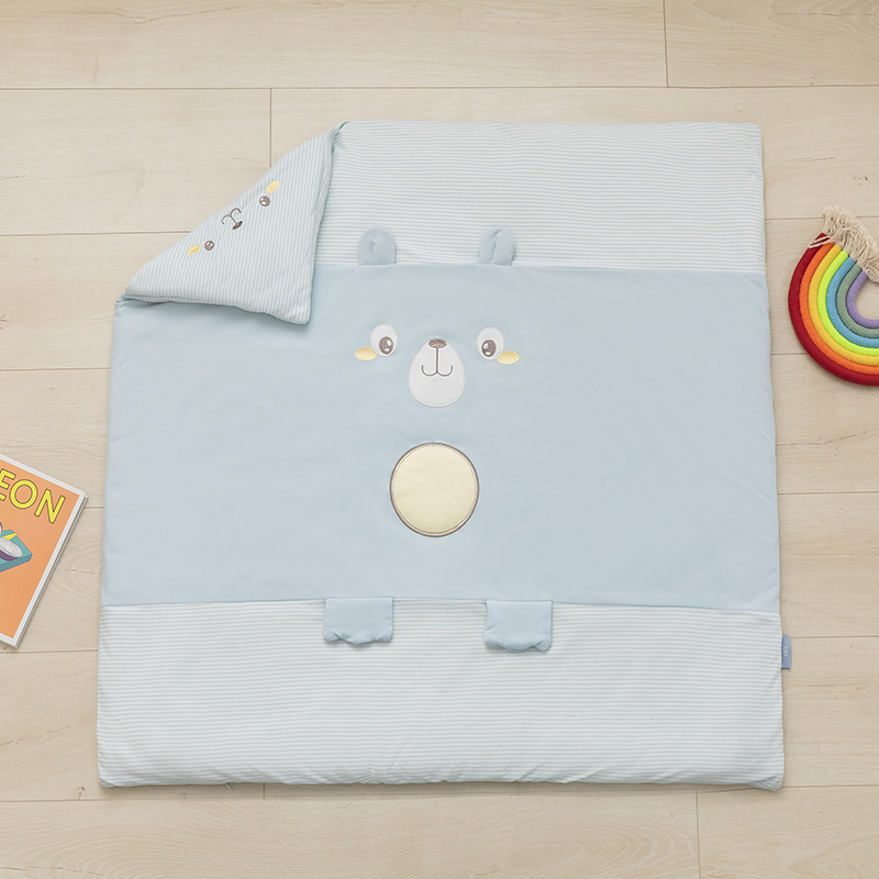 2023新款针织棉婴幼儿包被 100*100cm（活套可拆洗） 小熊蓝