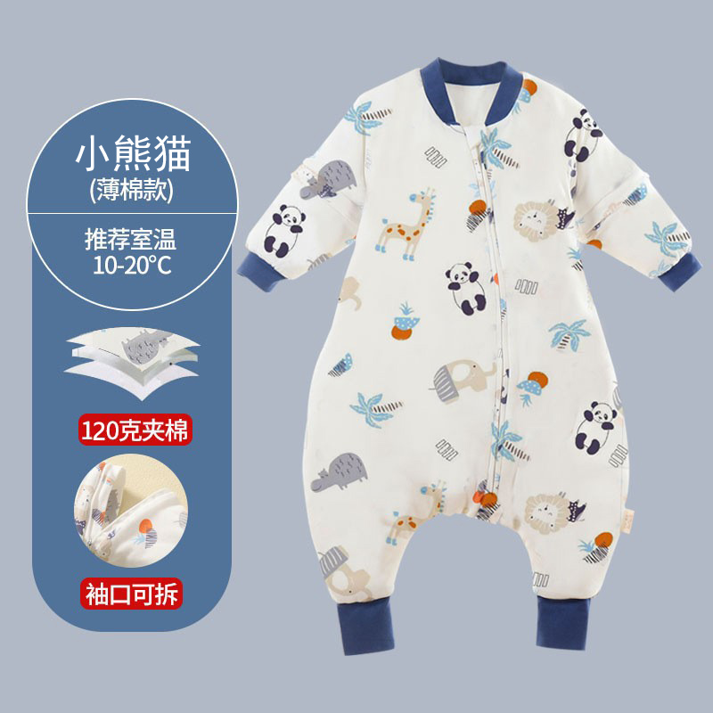 2023新款儿童睡袋分腿 80码 小熊猫 薄棉