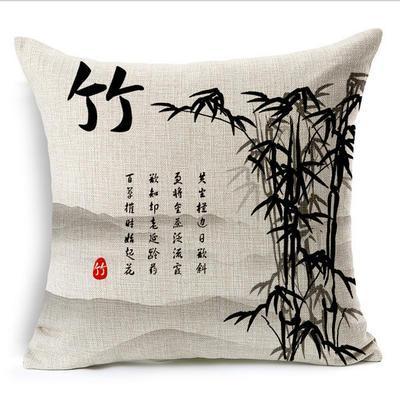 45X45中国风棉麻抱枕-梅兰竹菊系列 45x45cm（含芯） 竹