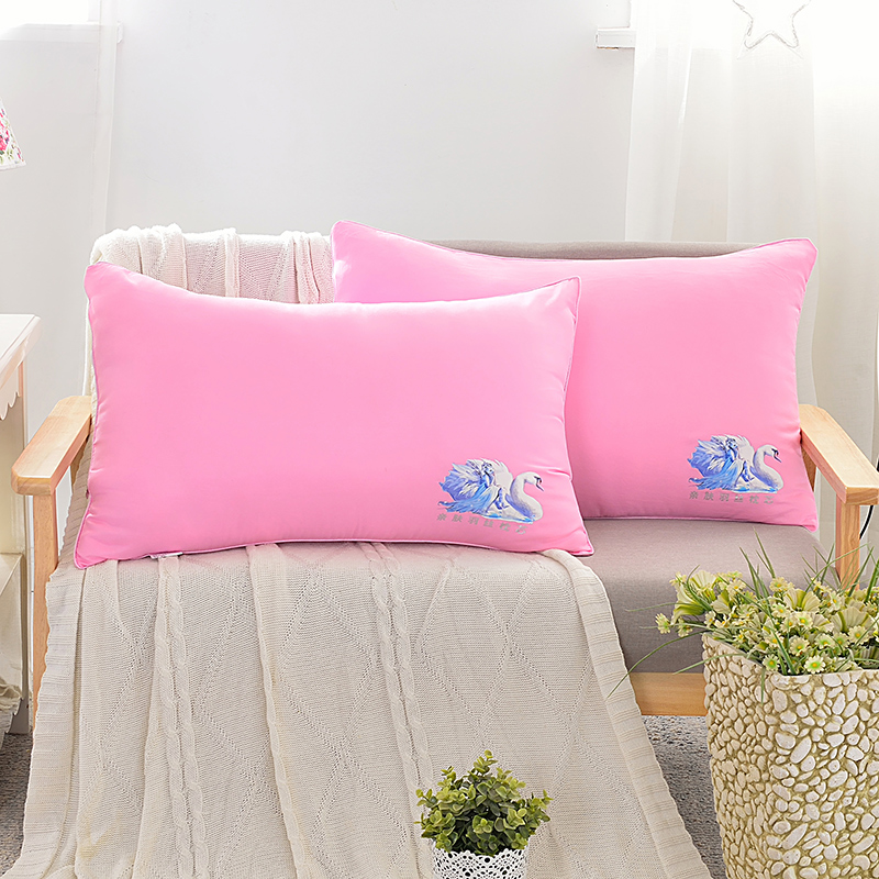 特价枕芯系列-亲肤羽丝枕 粉色中高枕