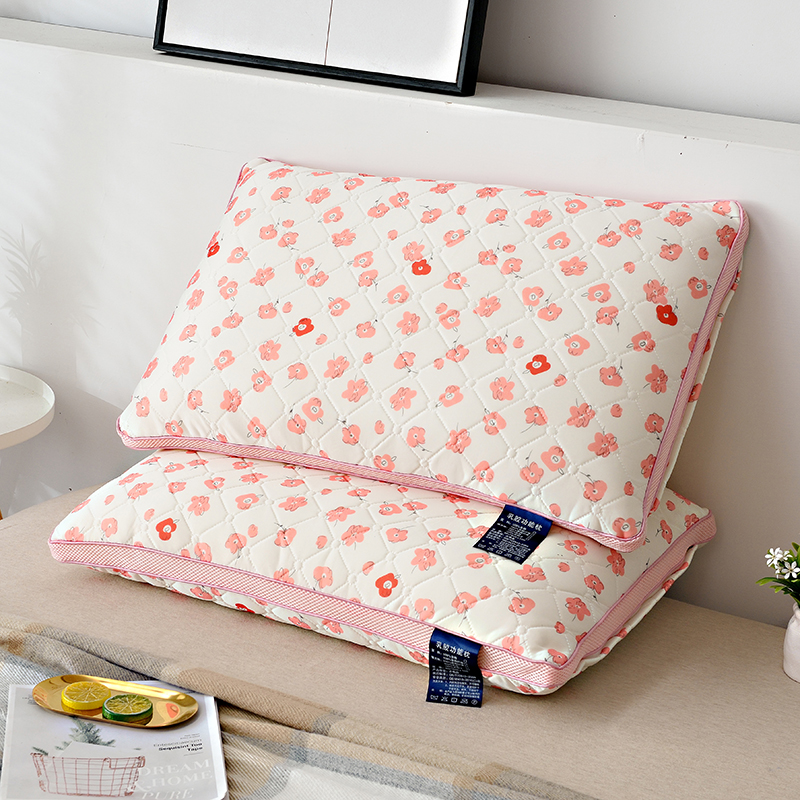 2020新款天然乳胶热熔枕枕头枕芯-48*74cm/只 小雏菊粉色
