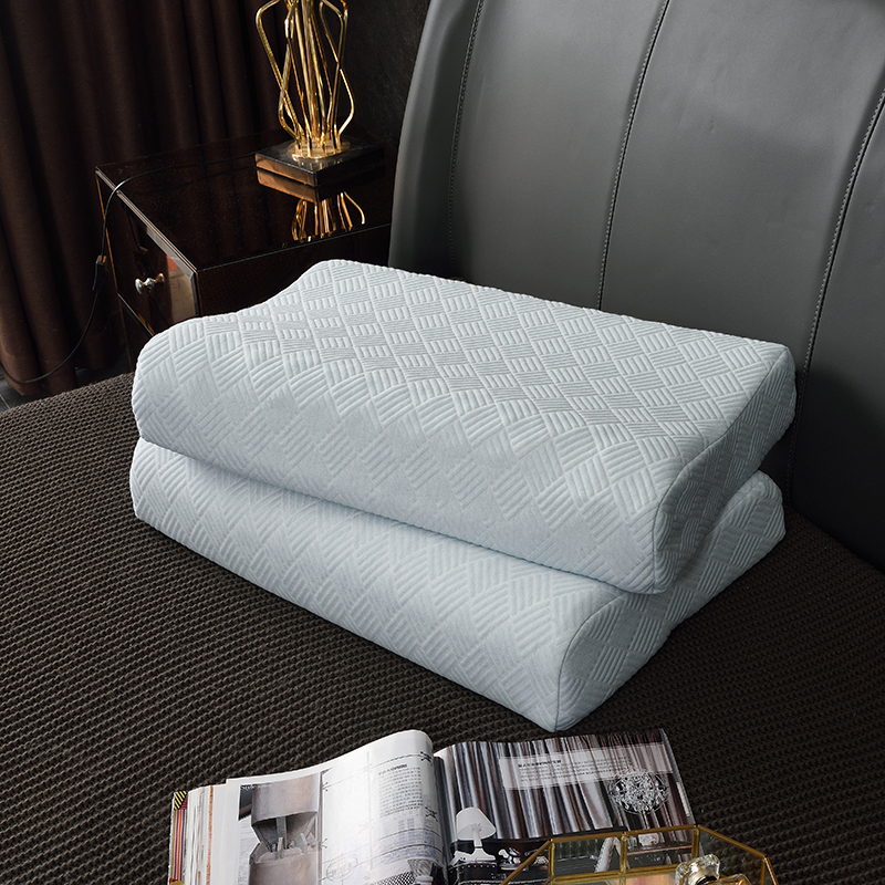 2020新款全棉简格天然乳胶枕枕头枕芯-48*74cm/只 浅兰色