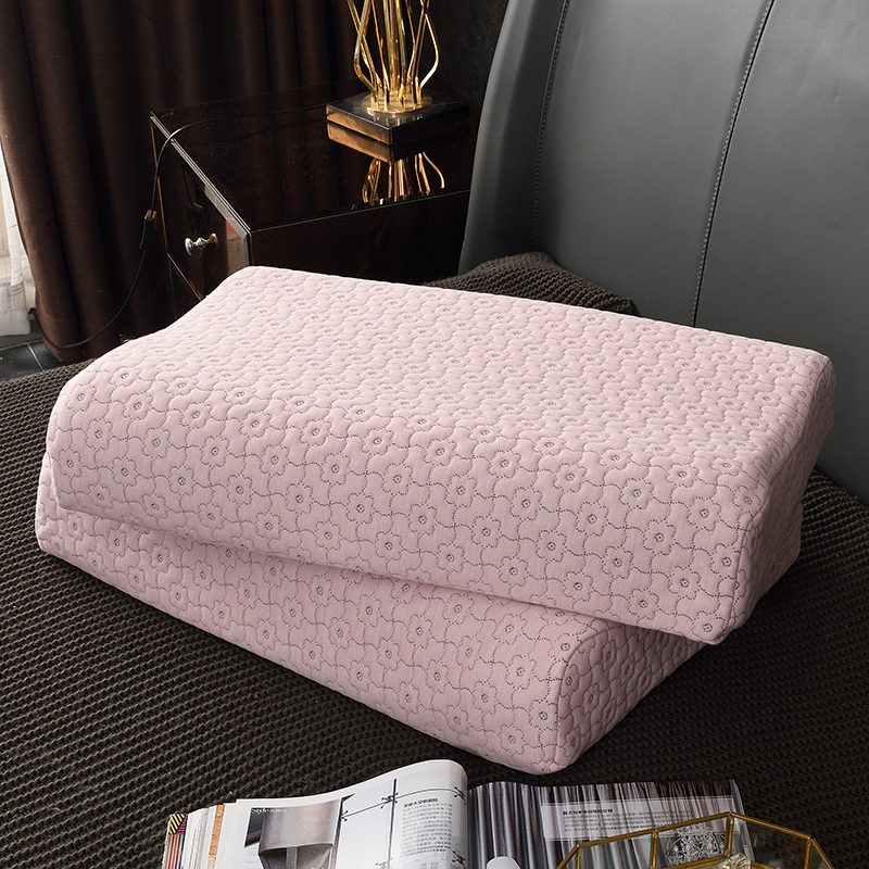 2020新款全棉针织天然乳胶枕枕头枕芯-48*74cm/只 粉红色