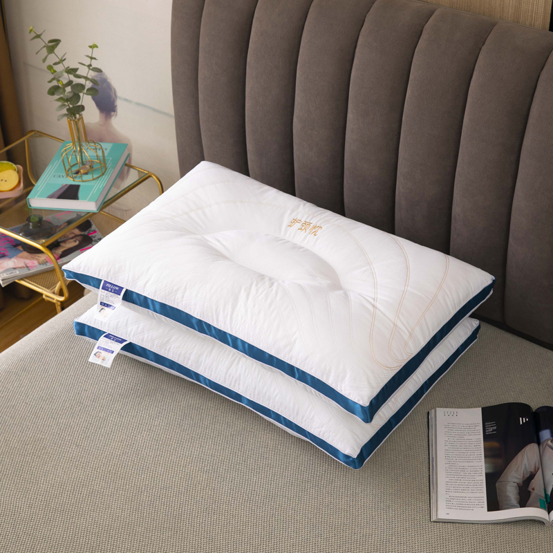 2021新款枕头枕芯全棉韩式立体护颈枕48*74cm 蓝色