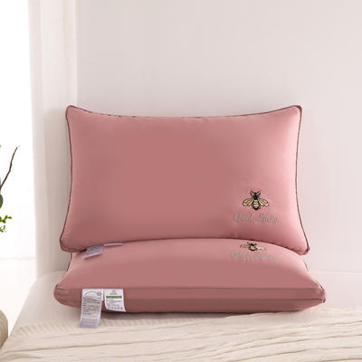 2021新款枕头枕芯全棉小蜜蜂羽丝枕48*74cm 粉色高枕一只