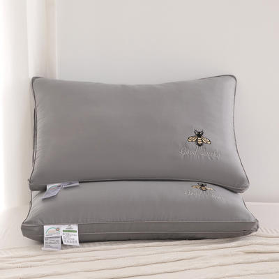 2021新款枕头枕芯全棉小蜜蜂羽丝枕48*74cm 灰色高枕一只