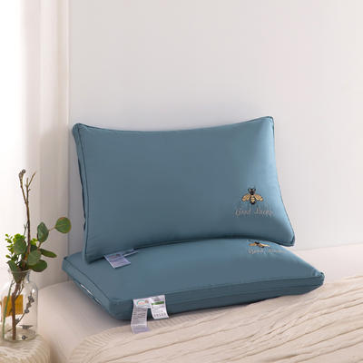 2021新款枕头枕芯全棉小蜜蜂羽丝枕48*74cm 蓝色中枕一只