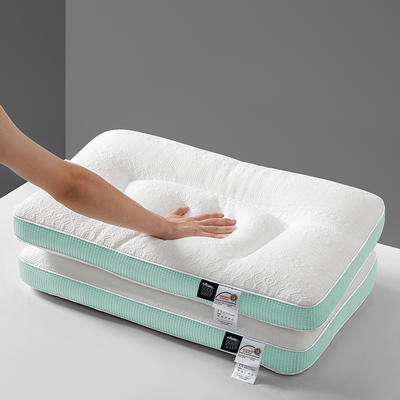2023新款简欧针织护颈枕 枕头枕芯 白色绿边