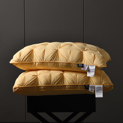 2023新款120s贡缎扭花面包枕枕头枕芯 扭花羽丝枕-黄色低枕