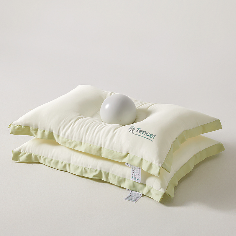 2024新款天丝美肤护颈枕  枕头枕芯 48*74cm 奶白-薄荷绿中枕/只