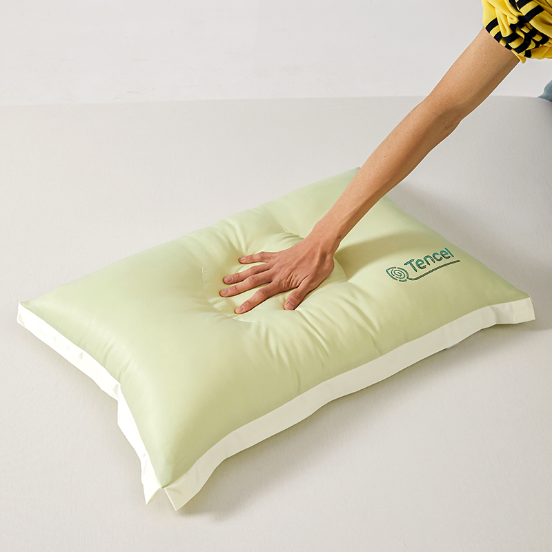 2024新款天丝美肤护颈枕  枕头枕芯 48*74cm 薄荷绿-奶白/低枕一只