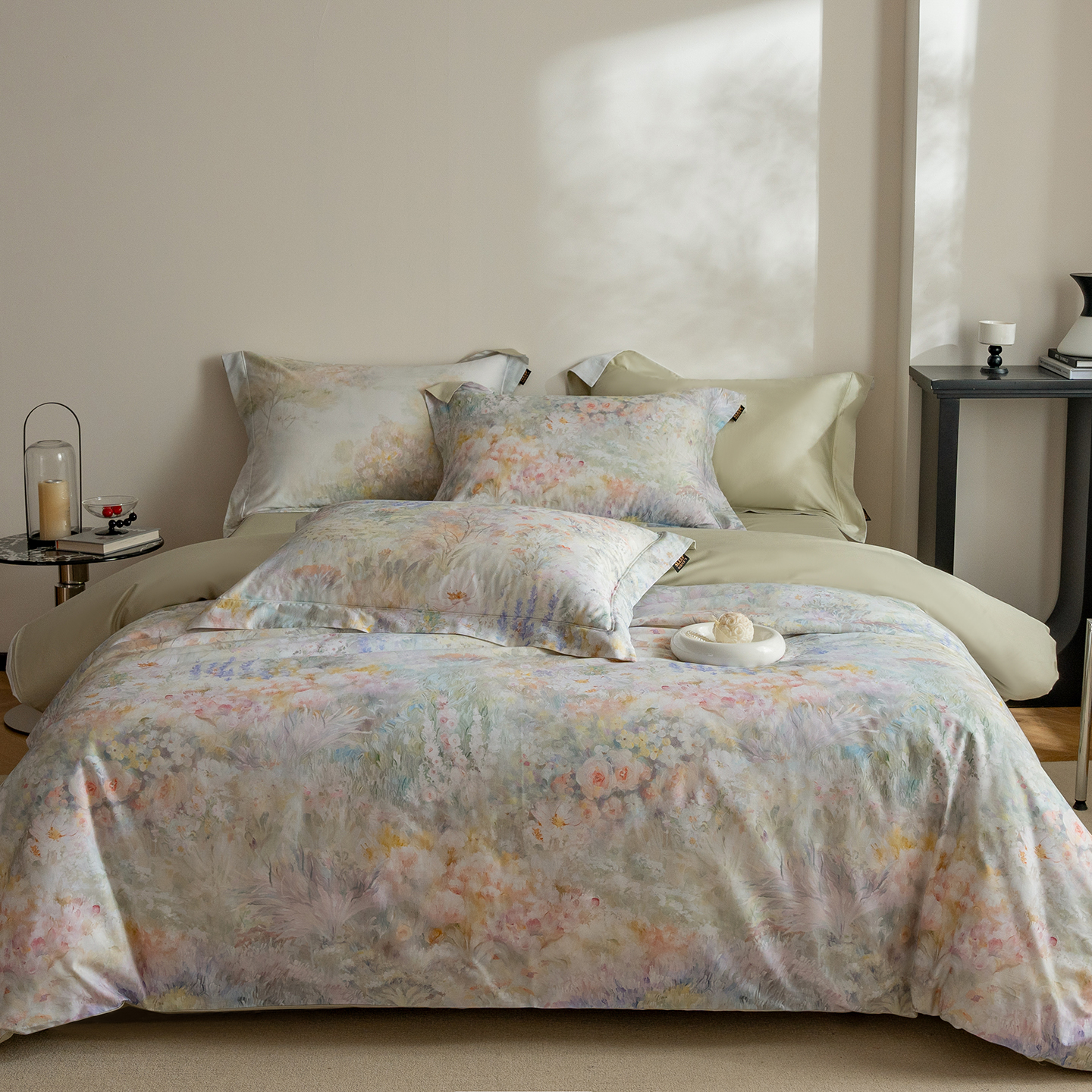 2026春夏新品新款阿克苏长绒棉数码印花纯棉全棉四件套 微澜