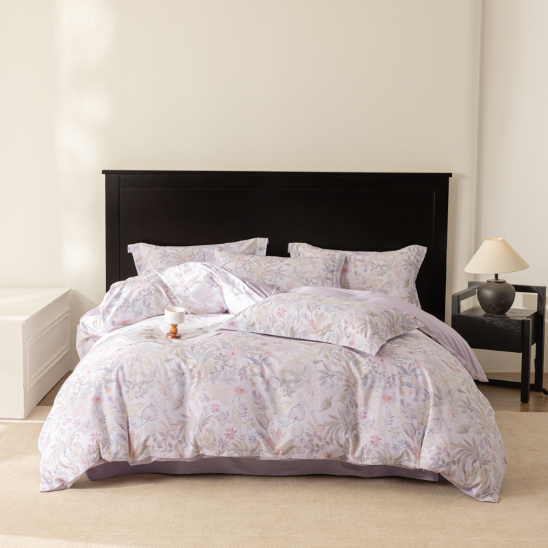 2026新款50s阿克苏长绒棉数码印花四件套 婉柠紫