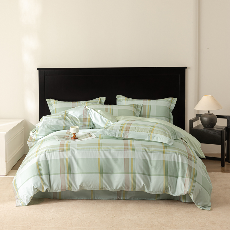 2026新款50s阿克苏长绒棉数码印花四件套 卡洛斯绿