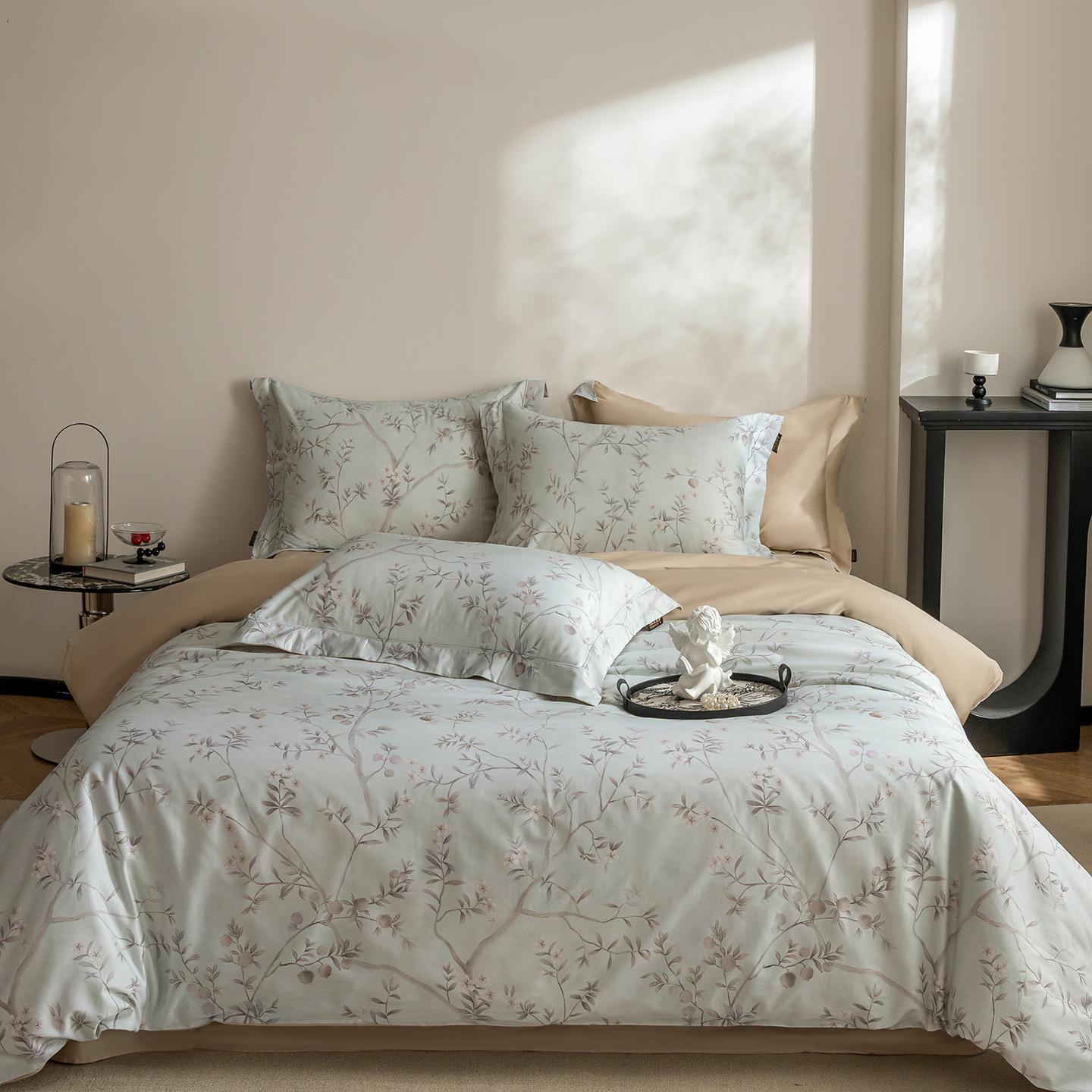 2026春夏新品新款阿克苏长绒棉数码印花纯棉全棉四件套 叙枝有夏