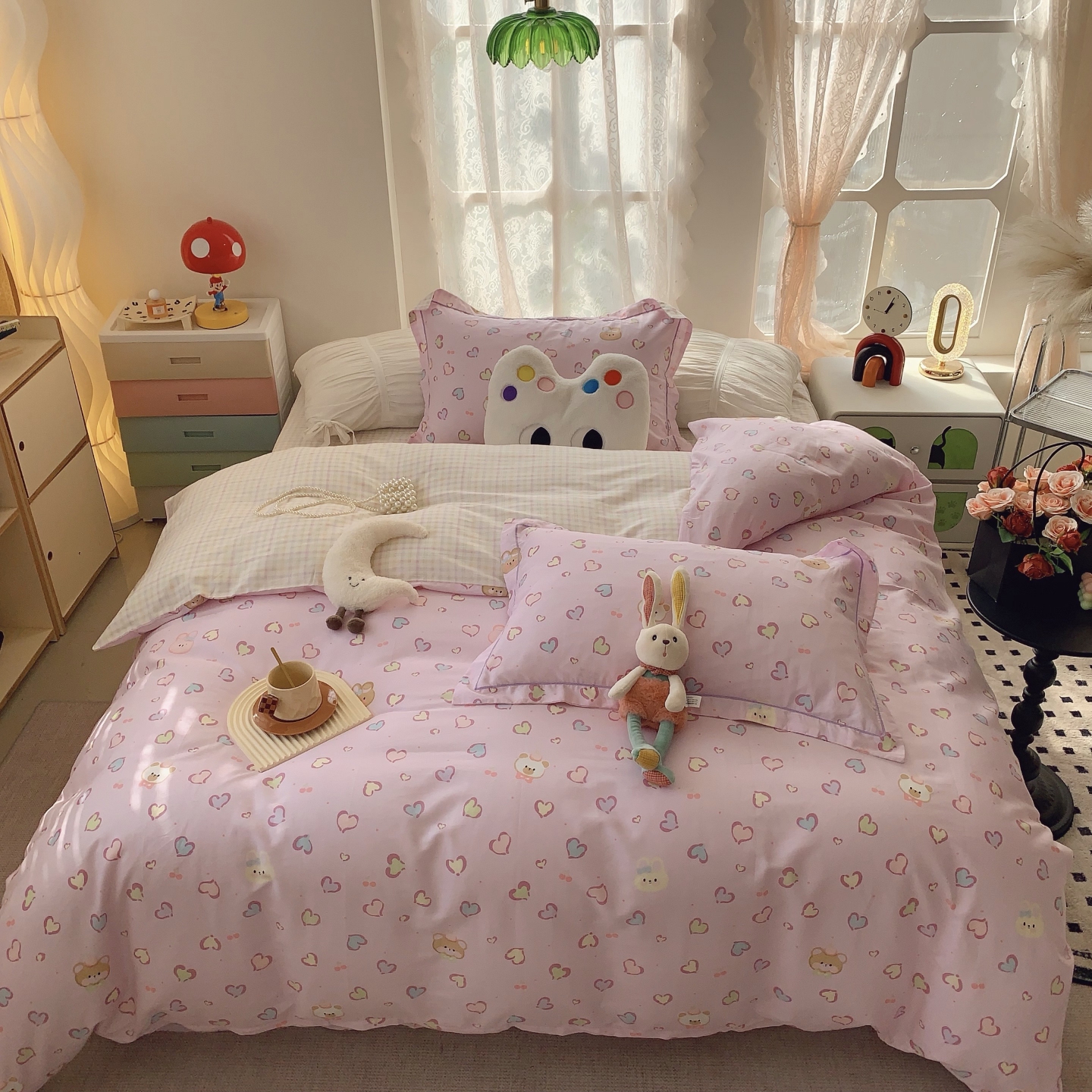 2025新款亲肤舒适小清新印花全棉四件套第八批 爱心豹纹