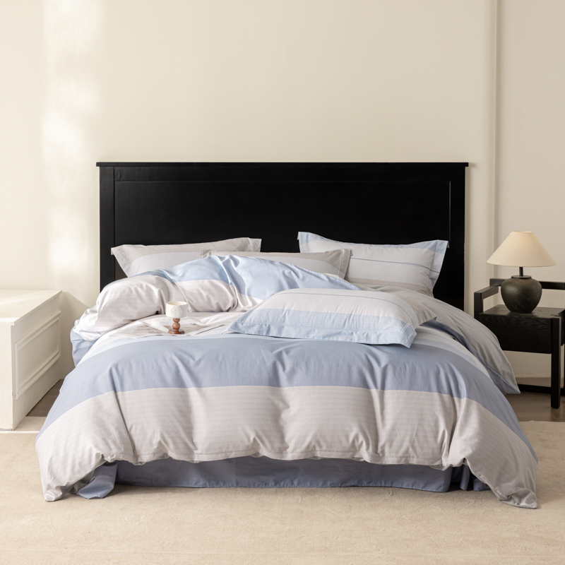 2026新款50s阿克苏长绒棉数码印花四件套 明泽蓝