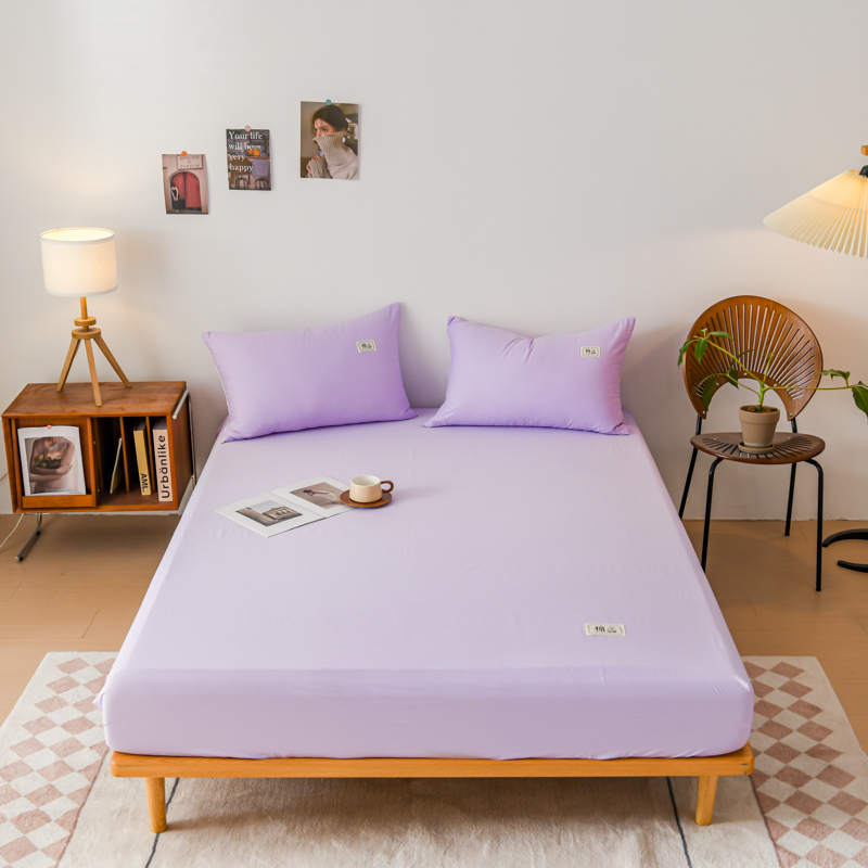 2025新款喷气A类全棉13376斜纹纯棉床笠单件三件套四季通用款 紫色