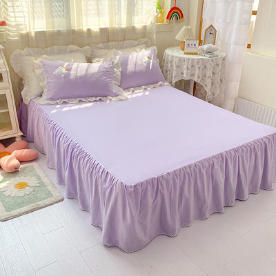 2024新款全棉蕾丝单床裙纯色系列 180*200cm 紫色