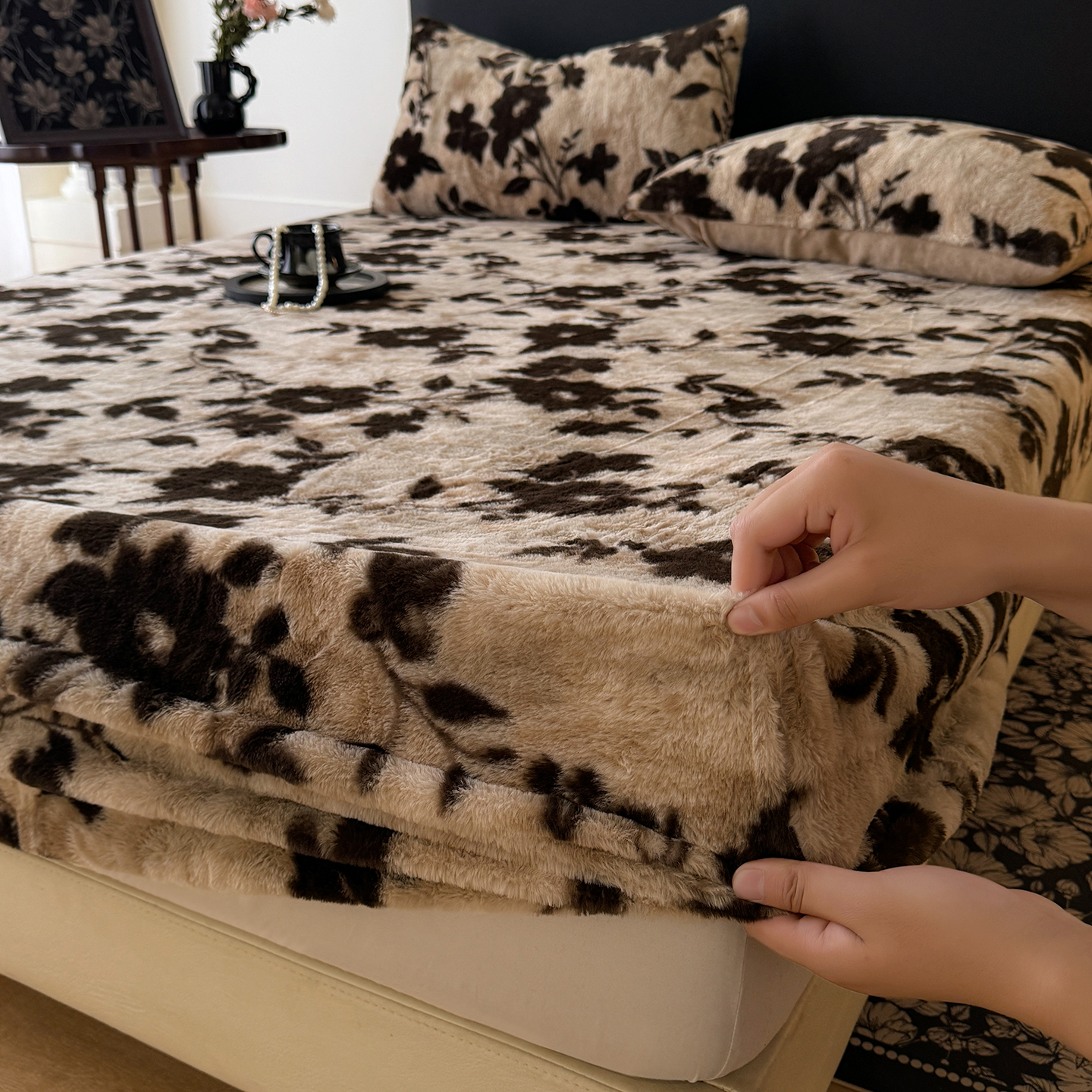 2025秋冬新款加厚兔绒床笠 兔绒床笠-简爱卡其