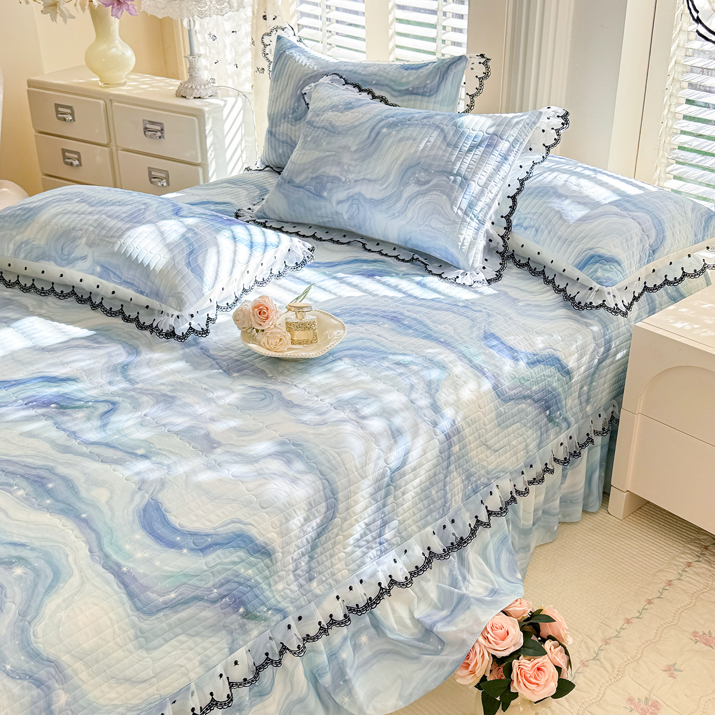 2026新款凉感丝夹棉床盖款三件套 星河好眠