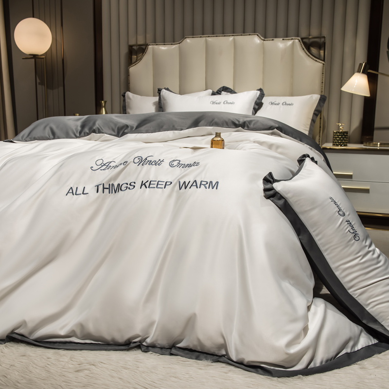 2026新款水洗真丝盛夏系列四件套单被套四件套 珍珠白