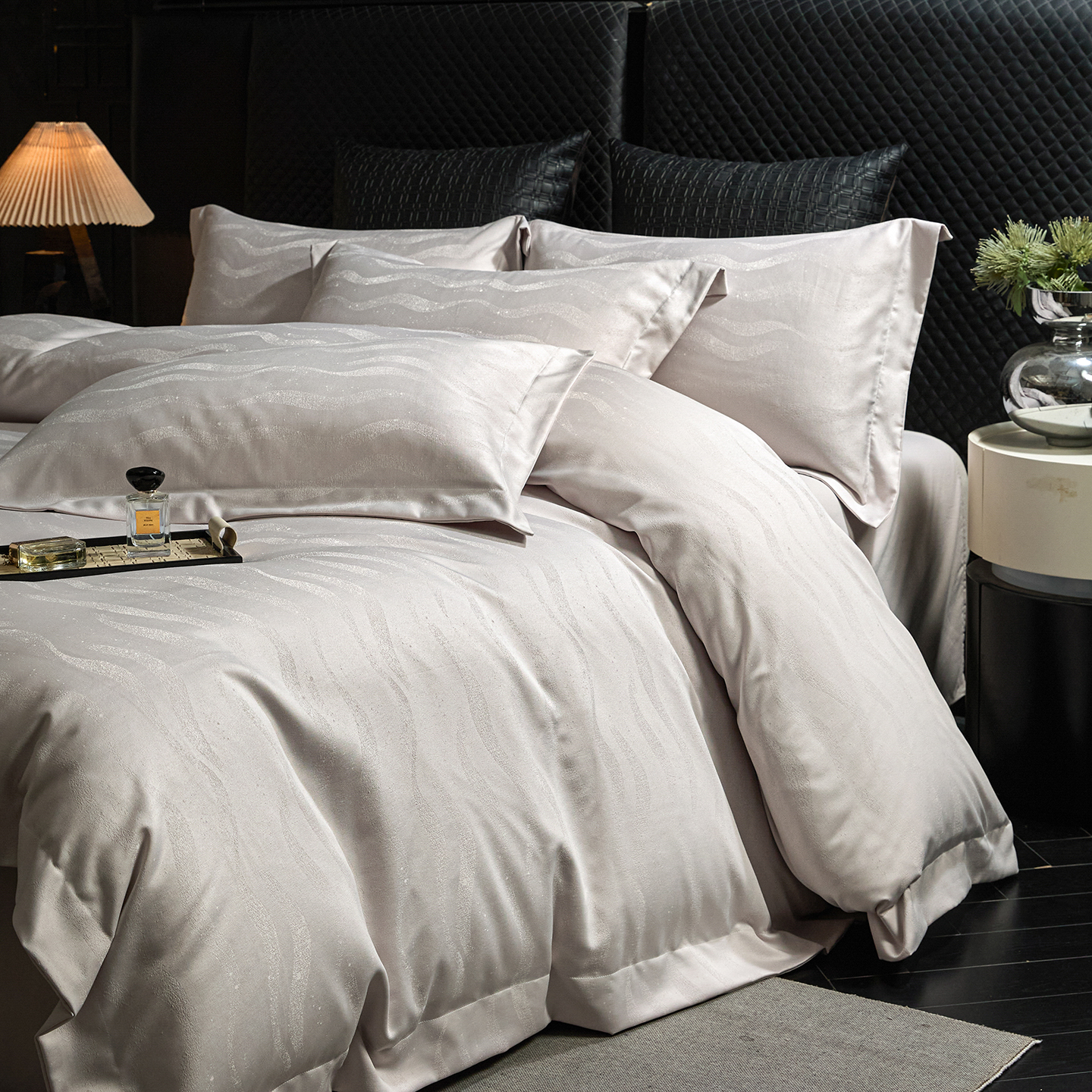 2026新款压线款金丝提花床单床笠四件套