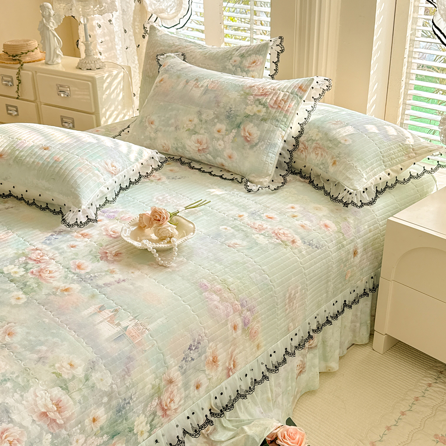 2026新款凉感丝夹棉床盖款三件套 向阳花开