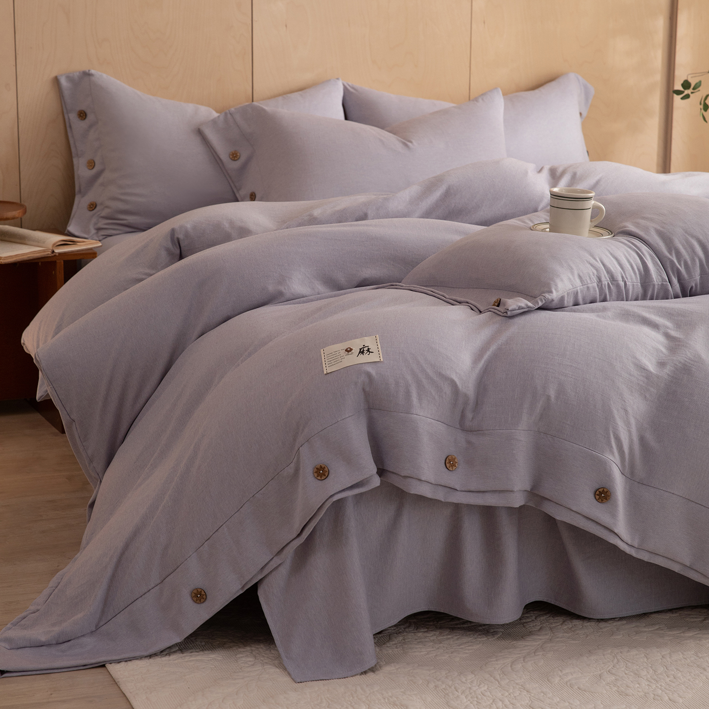 2026新款雨露麻纽扣款床单床笠四件套