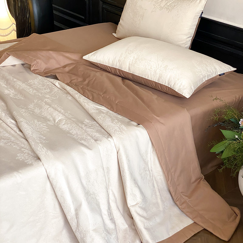 2026新款60S全棉厚织提花夏被 夏被-小郁葱-奶白