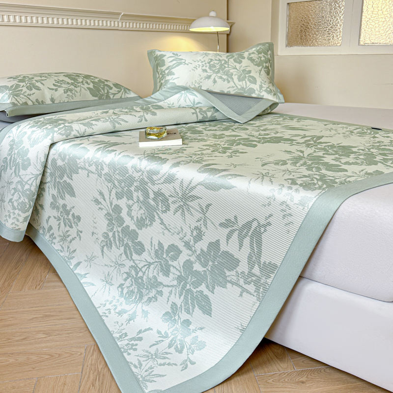 2026新款数码印花冰藤席 床席-冰藤繁花 绿