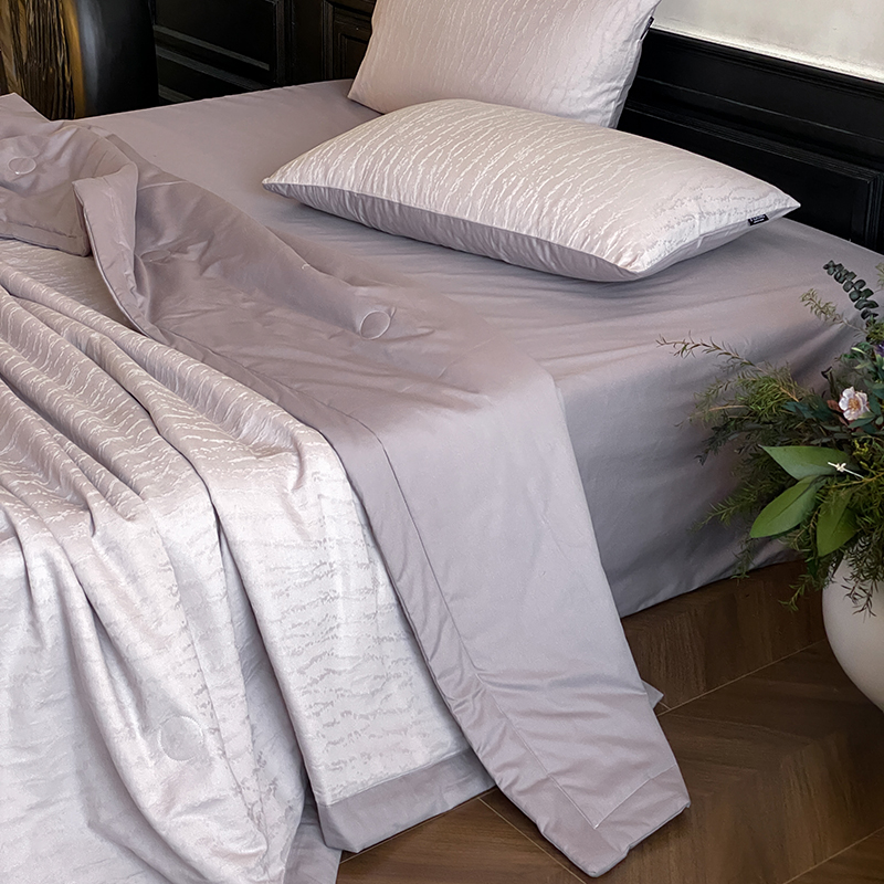 2026新款60S全棉厚织提花夏被 夏被-雨迢迢-紫灰