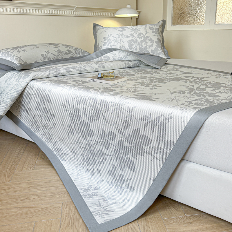 2026新款数码印花冰藤席 床席-冰藤繁花 灰