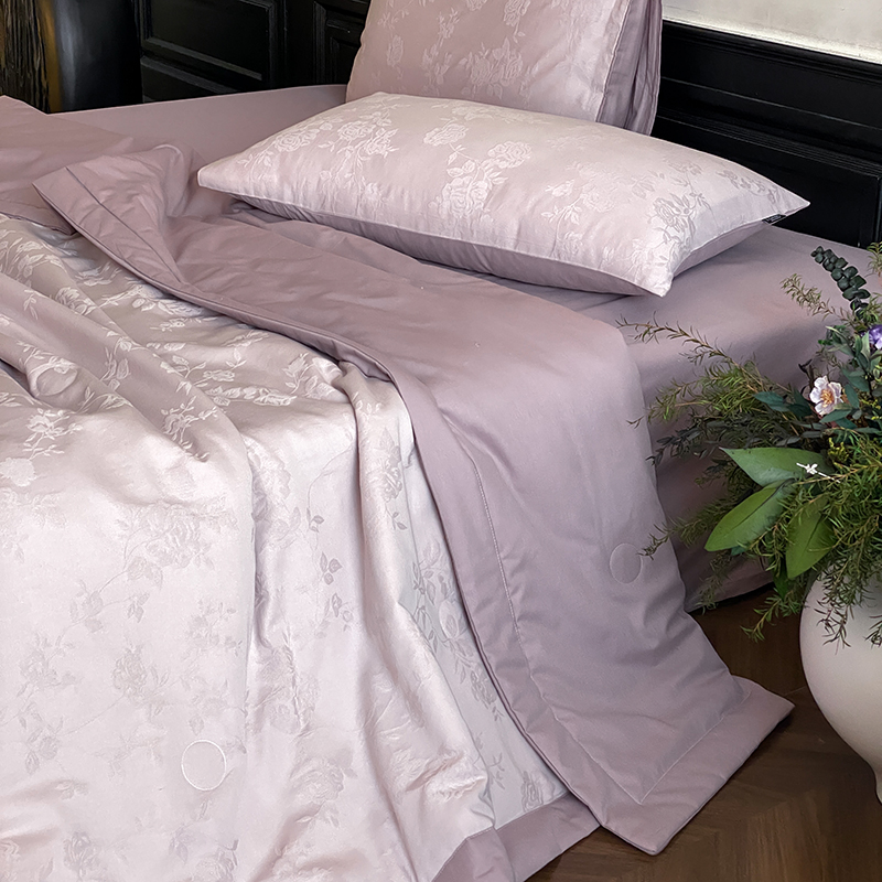 2026新款60S全棉厚织提花夏被 夏被-荔云花-浅紫